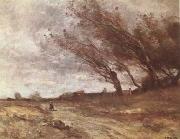 Jean Baptiste Camille  Corot Le Coup de Vent (The Gust of Wind) (mk09) Spain oil painting artist
